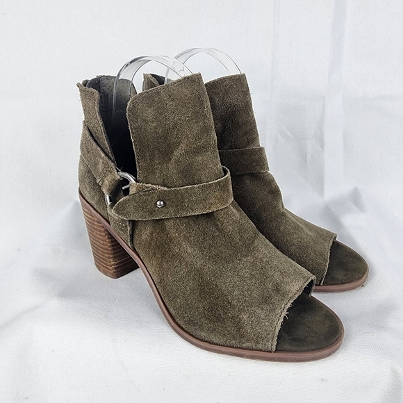 Crown Vintage Mason Moss Leather Open Toe Bootie SIZE 7.5 - Picture 1 of 9